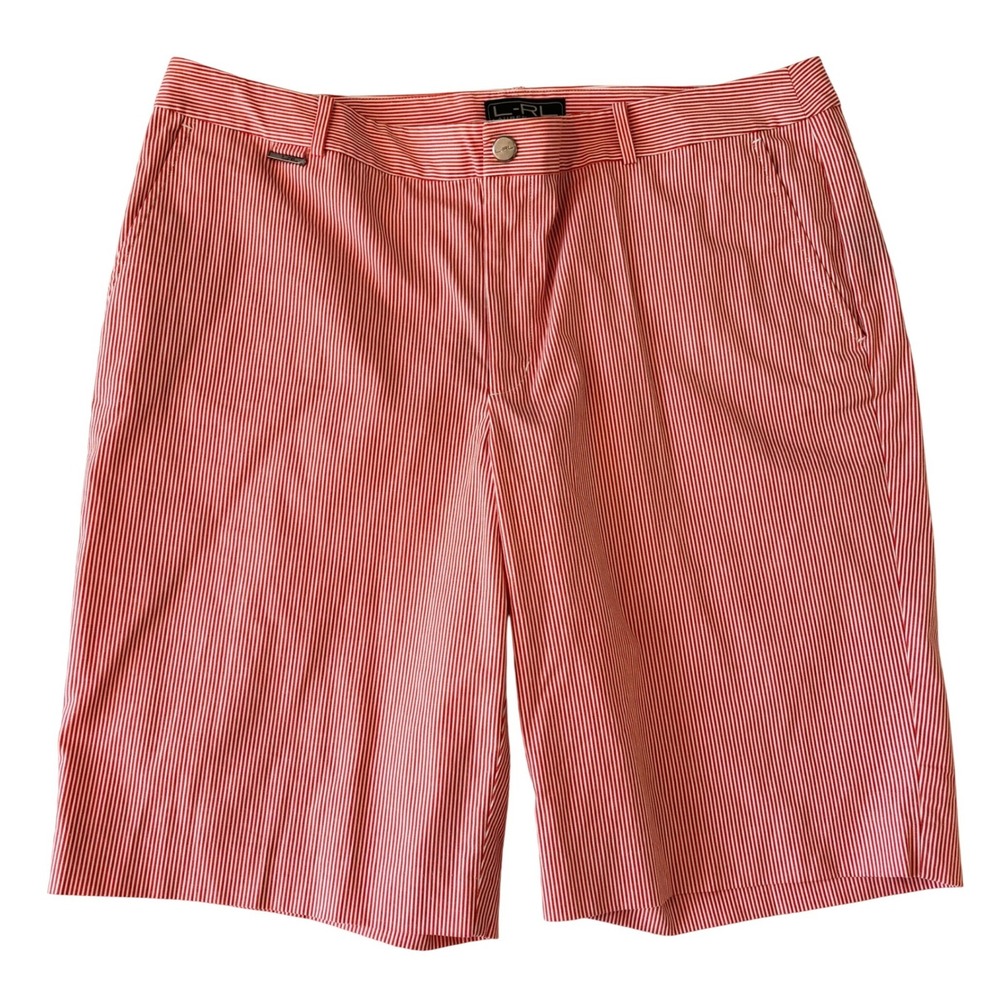 Lauren Ralph Lauren Womens Cotton Shorts Size 16‎ Stripe Bermuda LRL Classic